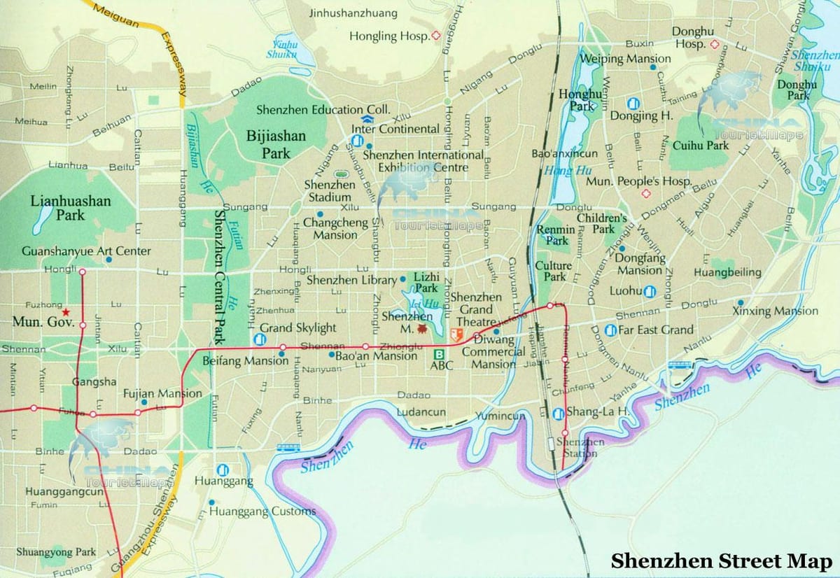 mapa de Shenzhen districtes