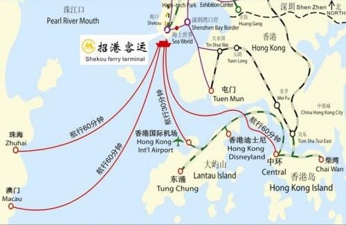 mapa de shekou terminal de ferri