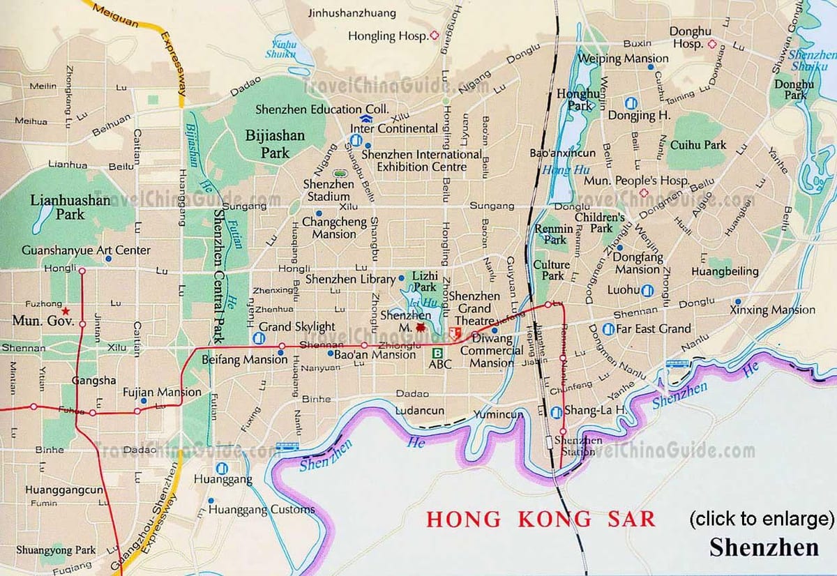 Shenzhen guangdong la Xina mapa