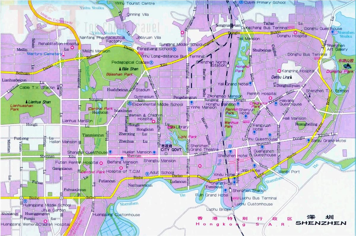 Shenzhen atraccions turístiques mapa