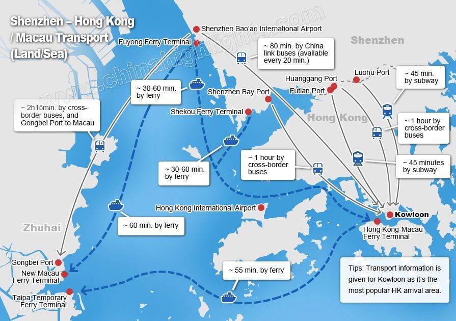 mapa de zhuhai terminal de ferri
